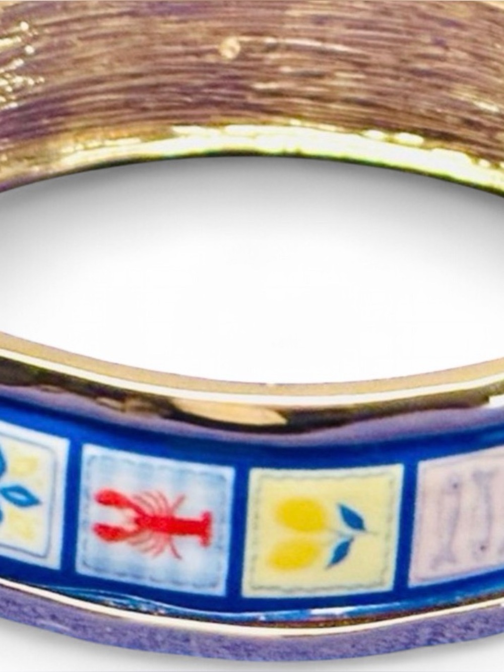 Enamel Nautical Tile Bangle Bracelet in Blue, Red & Yellow by True to Form